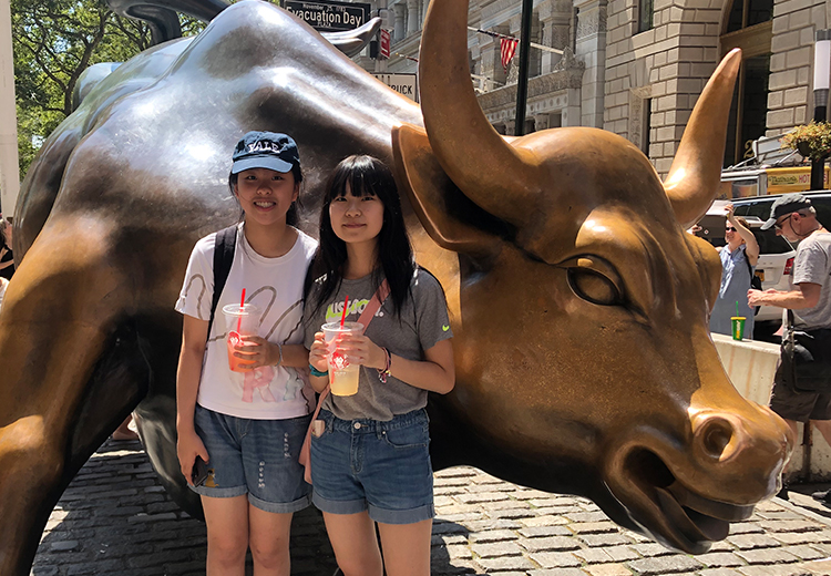 同學 Charging Bull 雕像前開心合影,於紐約金融區捕捉旅程中最具代表性的瞬間 | 美國遊學團